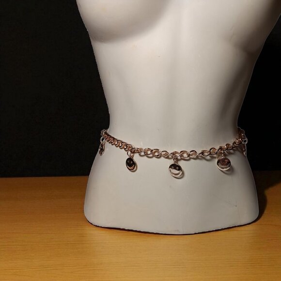 Belt Gold Tone Happy Face Charms Chain Waist Jewelry 36\